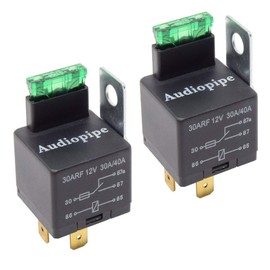 Fused Relay 12V 30A/40A 5-Pin - (2-Pack) Automotive Built in Fuse Metal Mounting Tab SPST Normally Open Car Motor Automobile