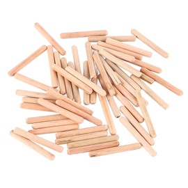 Pack of 50 Wooden Dowel Pins, Round Ribbed Wooden Craft Dowel Pins, Rods, Clasps, M6 x 30/40/50 mm (M6 x 50 (50 Pieces)