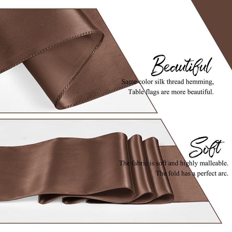 YMHPRIDE 6 Pack Table Runner Coffee Satin Table Runner, 12x72