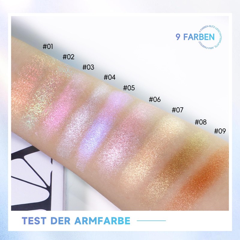 Noerrors Glitter Eyeshadow Palette 9 Colours Multichrome Eyeshadow Shimmer Holographic