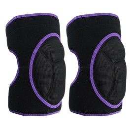 Knee Pads for Work, Protective Garden Kneeling Pads Anti-Slip Collision Avoidance Knee Sleeve for Women and Men, Multifunction Knee Caps for Gardening, Sport, Skating (Black with Purple Rim)
