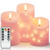 Homemory Flameless Candles with String Lights, 3 Pack Embedded Fairy