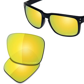 Saucer Premium Replacement Lenses for Oakley Holbrook XL OO9417 Sunglasses High Defense - 24K Gold Polarised, 24k Gold Polarized