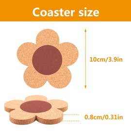 12 Pcs Flower Cork Coaster for Drinks, Absorbent and Reusable Non-Slip Heat Resistant Coffee Coasters, 100% Natural Cork for Tabletop Protection Coasters, Bars, Kitchens, Work desks Coasters