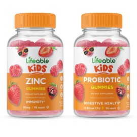 VitaWorks VitaWorks Lifeable Zinc Kids + Probiotics 5 Billion Kids, Gummies Bundle - Great Tasting, Vitamin Supplement, Gluten Free, GMO Free, Chewable Gummy