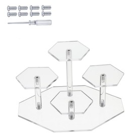 FUNNTY 4 Tiers Collectibles Display Stand, Transparent Acrylic Riser for Figures, Shelf Risers for Cupcake, Donuts, Anime Figures