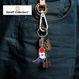 SandT Collection Texas Souvenir Keychain - Texan Flag Key Ring (Cowboy Boot)