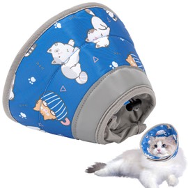 Cat Cone,Soft Cat Cones Recovery Collars,Cat Recovery Collar,Comfortable Elizabethan Collars Cones,Adjustable Pet Cone for Cats After Surgery to Prevent Licking Wound (Blue, M)