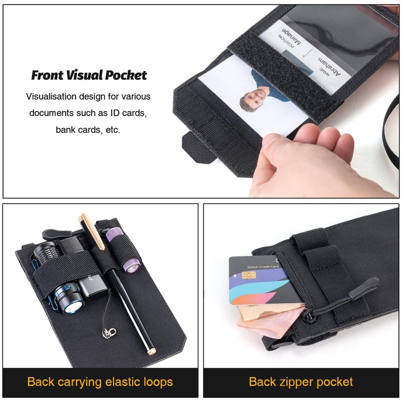IDOGEAR Tactical ID Card Holder Visual Surface EDC Pouch with