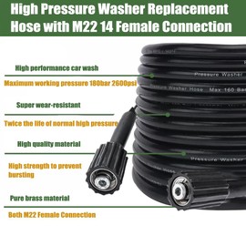 8M Pressure Washer Hose, M22 x 14 mm Extension Hose, 240 Bar High Pressure Replacement Hose, Compatible with Kärcher Standard M22-14 Connection with M22 x 1.5 Thread Extension Plug