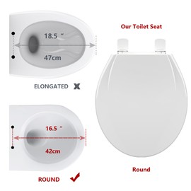 Round Toilet Seat, Soft-Slow Close, 17 Inch Round Toilet Seat For Round Toilets, Quiet-Close Lid And Seat, Easy To Install And Clean, Never Loosen, White