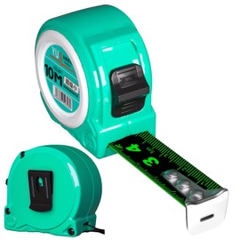 10M/32.8ft Tape Measure, Width 25mm Fluorescent Transparent Steel Precision Measuring Tape, Stainless Steel Retractable Double Sided Graduated, Easy To Read Self-Lock Measuring(Blue)