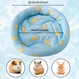 KASESSS Small Pet Cooling Mat, Small Animal Cool Mat, Round Cooling Pads, Ice Pet Cool mat, 20.5cm Diameter Summer Ice Silk Sleeping Bed Pad for Rabbit Bunny Hamster Guinea Pigs, Lightweight, Blue
