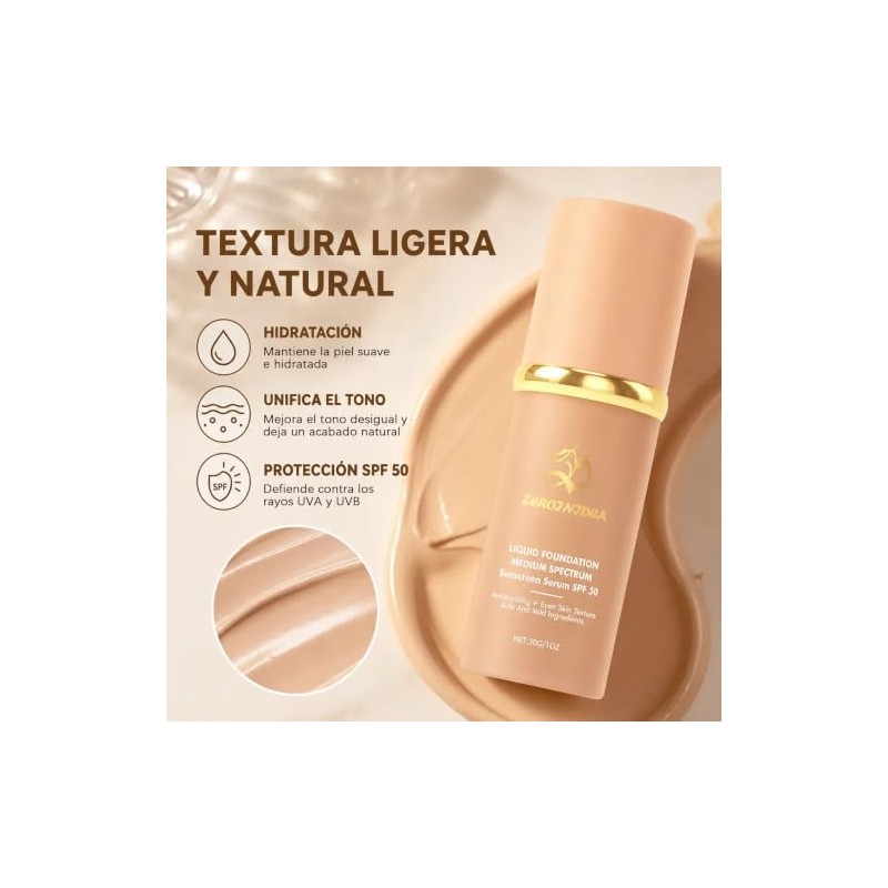 3Pcs Biomimic Foundation 4 en 1,base de maquillaje alta cobertura,SPF