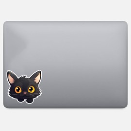 Cute Black Cat Peeking Cat Lover Unique Sticker For Car, Bike, SUV, Truck, Helmet, Laptop, Water Bottle, Notebook, Decal window, Guitar, Skateboard, Bumper Vinyl Waterproof sticker 5 inch (Design 4)