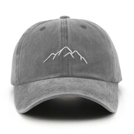 LONGTEN Vintage Baseball Cap for Men Peak Embroidery Dad Hats Retro Washed Cotton Summer Cap Mountain Outdoor Sports Cap for Women Adjustable Unisex Grey