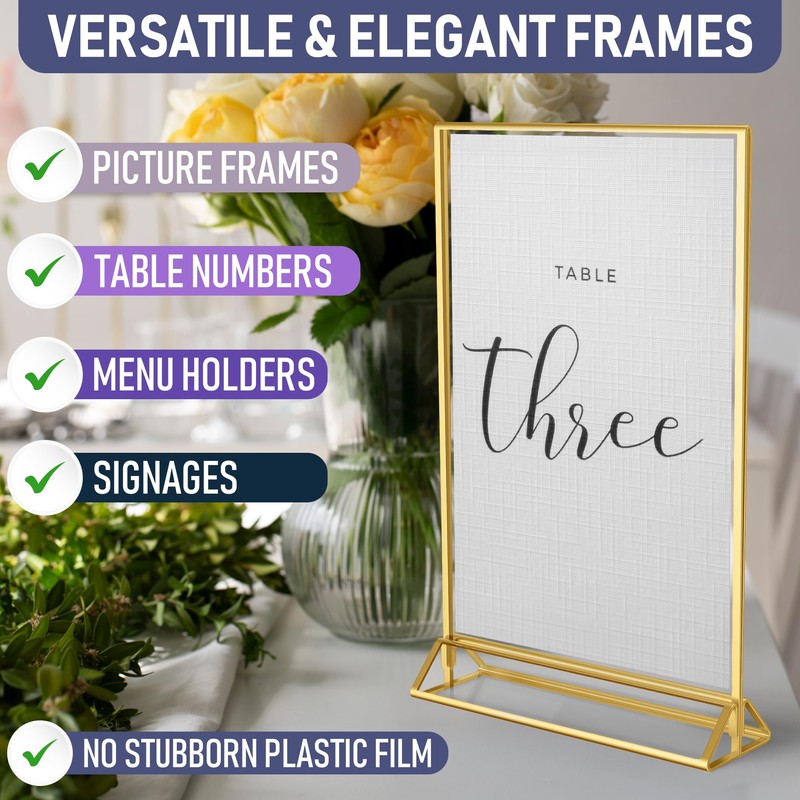 Dasher Products Gold Picture Frames Double-Sided, 6-Pack 4x6 Acrylic Table