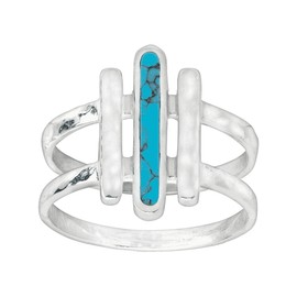 Silpada 'Strait To It' Compressed Turquoise Three-Bar Ring in Sterling Silver, 9, Sterling Silver, turquoise_teal