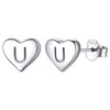 ChicSilver 925 Sterling Silver Heart Initial Stud Earrings for Women,