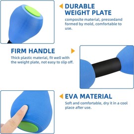 2 Pieces Water Dumbbells Aquatic Exercise Dumbbells, New Water Aerobic Exercise Foam Dumbbells, Children Barbells, Pool Resistance Sports, EVA Foam Dumbbell Set Water Fitness Equipment