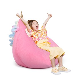Bean Bag Children's Toy Stuffed Toy Storage Large Size Extra Soft for Boys Girls Storage Organiser with Zip Storage Bean Bag for Clothes (Cover Only) Pink Unicorn