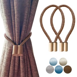 LQI Wooden Curtain Tassels Magnetic Curtain Accessories Curtain Tiebacks Set of 2 Curtain Valances (Dark Brown)
