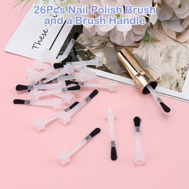 26Pcs/Box Replacement Nail Polish Brush Kit Nail Polish Brush Replacement Disposable Nail Polish Brushes With Handle Plastic Nail Art Brush Set Clear Mini Nail Polish Replacement Brush