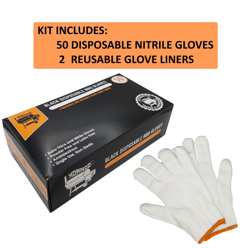 HDMNDD Black Disposable BBQ Grill Gloves Kit - 50 Heavy