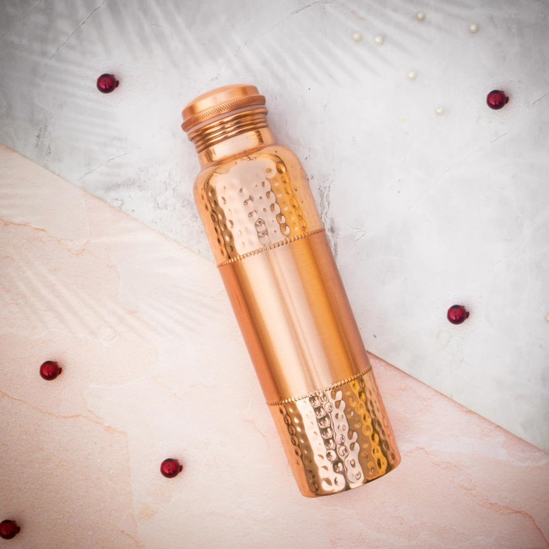 ANCIENTIMPEX Pure Copper Drinking Water Bottle Mid Plain Style 1000