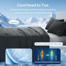 EASELAND Cooling Comforter Set King/Cali King Size for Hot Sleepers,Cooling Blanket to Keep Cool for Night Sweats in Summer,Breathable Lightweight Blanket for All Season,108×90inch,Dark Gray