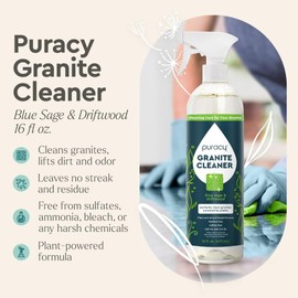 Puracy Natural Granite Countertop Cleaner - Plant-Powered - Streak-Free Marble, Quartzite, Countertop Granite Cleaner (Blue Sage and Driftwood, 16 fl oz)
