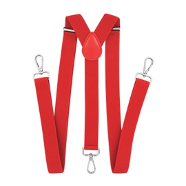 axy Men's Braces with 3 Robust Lobster Clasps, 2.5 cm Wide, Y-Shape, Fully Adjustable, red