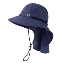 Summer Sun Hats Shade Men Big Head Wide Brim Neck Flap Safari Waterproof Beach UPF50+ Fishing Hiking Navy Blue Large X-Large L XL