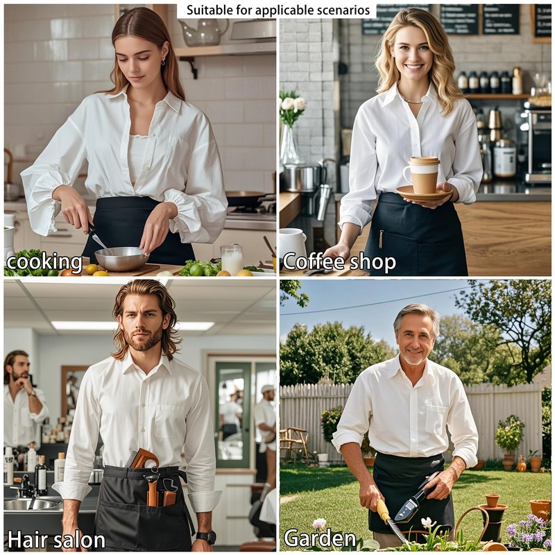 ARKBAODAN 10pcs Server aprons with 3 pockets - Reinforced tailor
