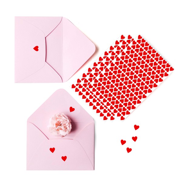 1810 PCS Heart-Shaped Red Stickers, Permanent Love Labels on 10 Sheets for Party Favors, Invitation Seals, Gift Packaging, Boxes and Bags (1/2” in Diameter)
