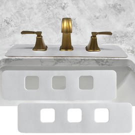 Faucet Mat Bathroom Sink 3-square-hole : AHA HOMEWARE Diatomite Rubber Bathroom Sink Splash Guard 3 Square Hole 2 Pack (Light Gray)