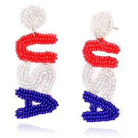 Artlunar USA Patriotic Earrings for Women Red White Blue Cute Teardrop Dangle Earrings for Independence Day Memorial Day Accessories Jewelry Gifts (USA)