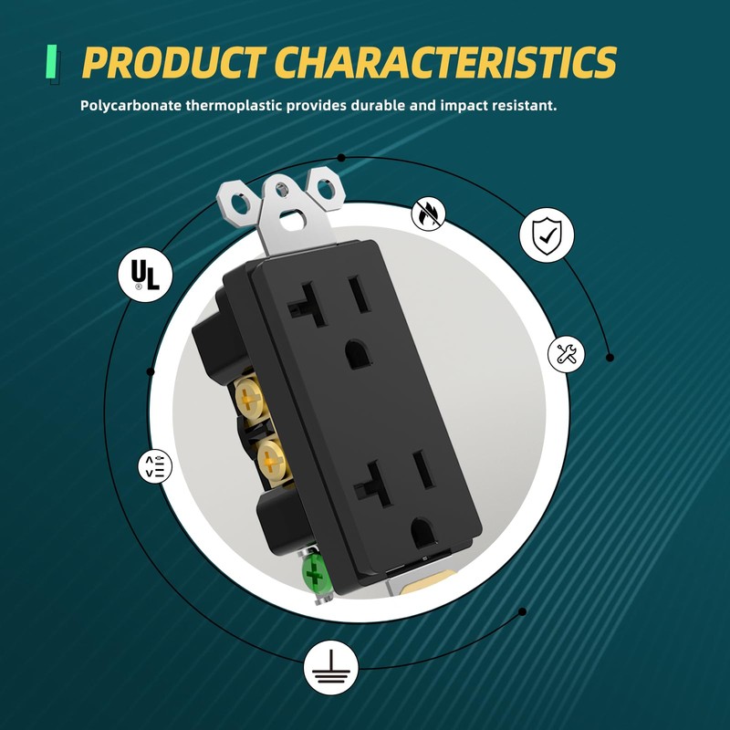 TOPELER 20 Amp Decorator Wall Outlets, Non-Tamper Resistant Decorative Standard