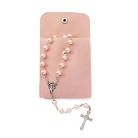 YQZIYOU Rosary Beads Catholic for Women - Confirmation Gifts for Teenage Girl, Solid Colored Simple Style button bag, Artificial Pearls Rosary, 8mm beads, Gifts for Women