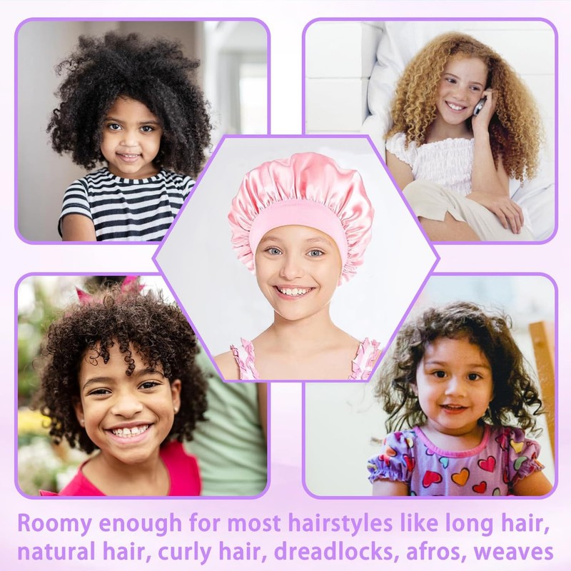 ZKFSIE Silk Bonnet for Sleeping Kids - 3 Pack with