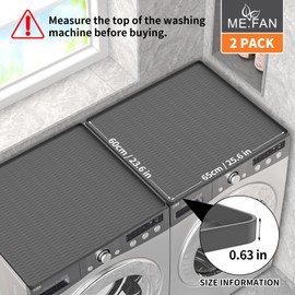 ME.FAN Washer and Dryer Covers for the Top, 2PCS 25.6''x 23.6'' Silicone Washer Dryer Top Protector Mat, Non Slip Silicone Countertop Mat for Laundry/Kitchen - Dark Grey