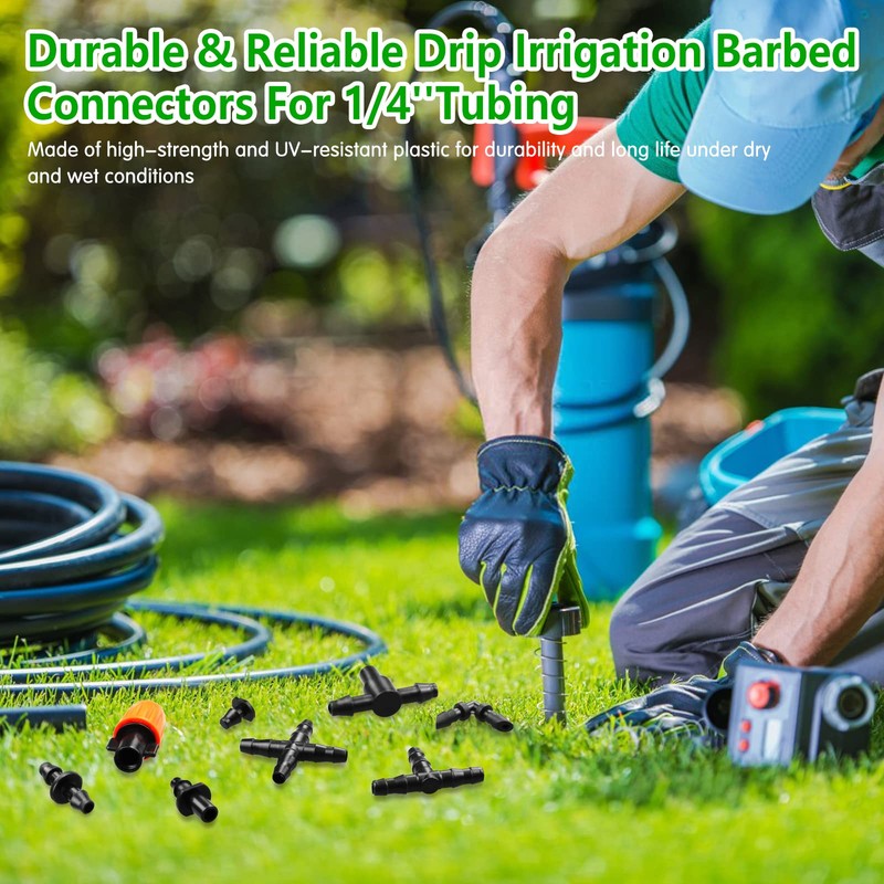 250 Pcs Drip Irrigation Fittings Kit for 1/4" Tubing：Gardrip 1/4