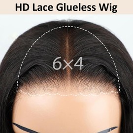 Xinjiju Glueless Wigs Human Hair Pre Plucked Pre Cut 6x4 HD Lace Front Glueless Wigs Human Hair 150% Density Short Straight Bob Wigs for Black Women 12 Inch