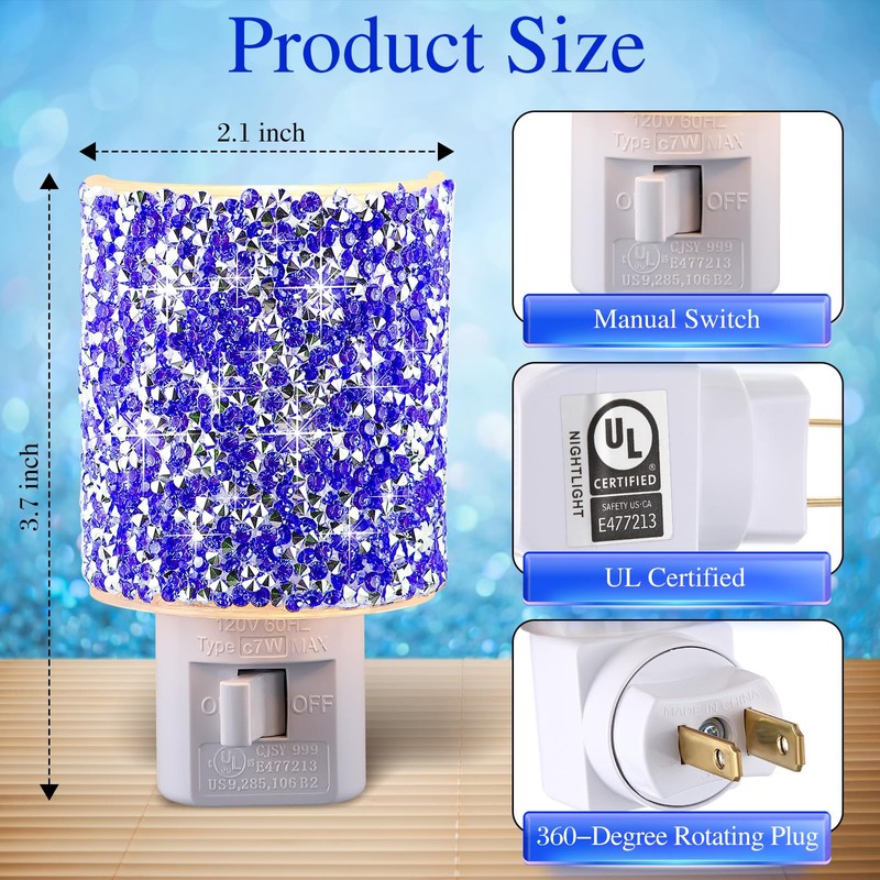 LED Night Light Plug Into Wall, Crystal Nightlight with Manual