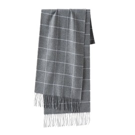 CALVIN & OLIVIA Cashmere Feel Scarf Soft Winter Ombre Nova Buffalo Tartan Tweed Houndstooth Plaid Chic Gift for Men Women, Gray Square Plaid, Big