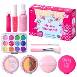 AIUAZA Children's Home Makeup Toy Set of 10, Liquid-free and Powder-Free, Girls Dress-Up Toy, Kids Pretend Toy for Girls, Princess Birthday Gift, Age 4-12
