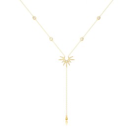 Moguri Elegant 14K Gold Y Necklace with Sun Pendant, Boho Jewellery for Women, Gold Jewellery Necklace, Women's Necklace Gold, Summer Jewellery, Jewellery Chain, Necklace Women, Boho Clothing Women,