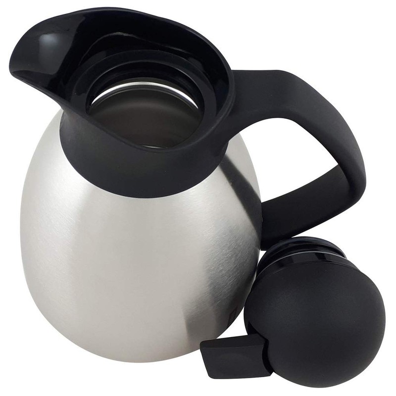 Helios Enduro Push Stainless Steel Vacuum Jug 0.6 Litre, Metallic