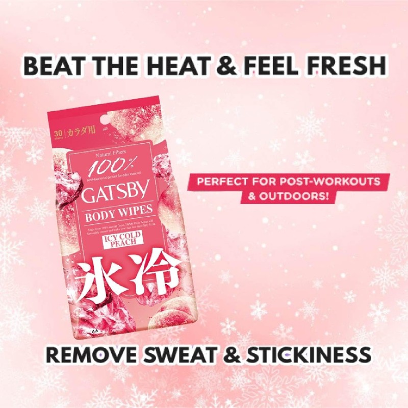 Mandom Gatsby Body Paper, Freeze Peach Value, 30 Sheets