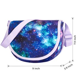 Choco Mocha Girls Purses for Kids 6-8 Girls Crossbody Purse for Girls age 8-10 Kids Crossbody Bag for Girls Galaxy Purse for Little Girls age 4-6 5 6 7 8 9 Small Gifts for Girls,Purple
